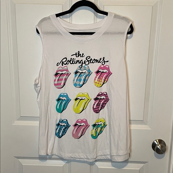 the Rolling Stones Tops - The Rolling Stones Women’s XXL Tank Top - White with Colorful Tongue Design